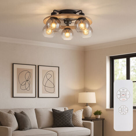 Ventilatore A Soffitto In Vetro 20 Pollici Con Luce E Telecomando – Shitougu, Design Dorato A Gabbia Per Camere E Soggiorni