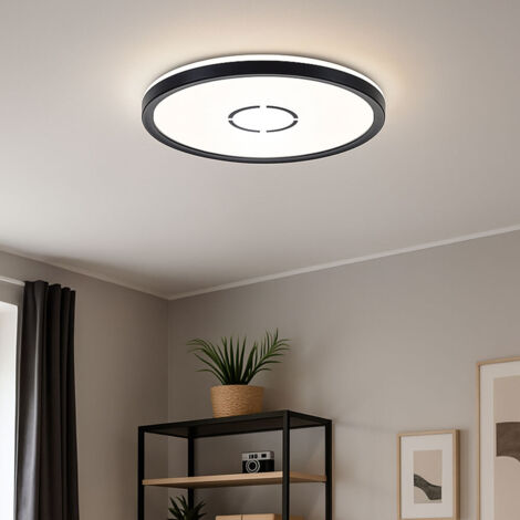 Plafoniera con retroilluminazione Plafoniera LED rotonda lampada da corridoio nera lampada da cucina, retroilluminazione, 18W 2400lm bianco neutro, DxH 29,3 x 2,8 cm (1/5)