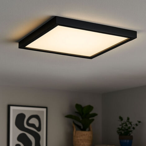 Lampada da soffitto a LED con retroilluminazione 22 W nera in plastica Briloner (1/5)