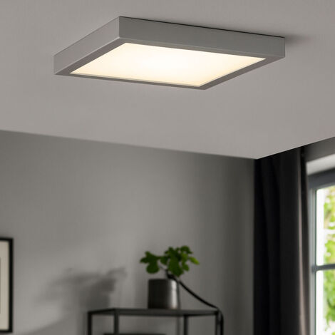 Lampada da soffitto Luce da ufficio Pannello a superficie cromato Luce da soggiorno quadrata, metallo plastico, 1x LED 21W 2200lm 3000K bianco caldo, LxLxH 30x30x3,2 cm (1/5)