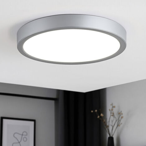 Eglo Plafoniera a Led MOLAY, plafoniera a uno punto luce, lampada da soffitto in acciaio e plastica color acciaio e bianco, plafoniera a Led bianco caldo, diametro 28,5 cm