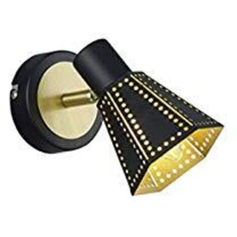 Lampada da parete con faretto orientabile lampada da letto oro nero, metallo, punzonature decorative, E14, LxH 9,5x17 cm, Trio Leuchten 800300132 (1/4)