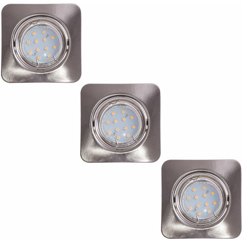 Led Spot Encastrable 4W | Set De 3 | Argent Carré | 400Lm Ip44 | Extra