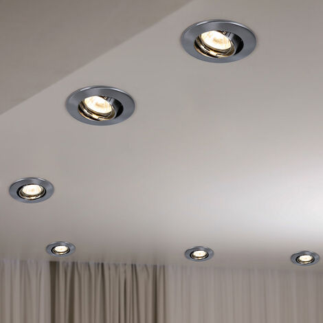Set 10 Faretti Da Incasso LED Paulmann Base – Rotondi, In Ferro Spazzolato, GU10, Orientabili, Per Soffitto, 230V, Senza Lampadine