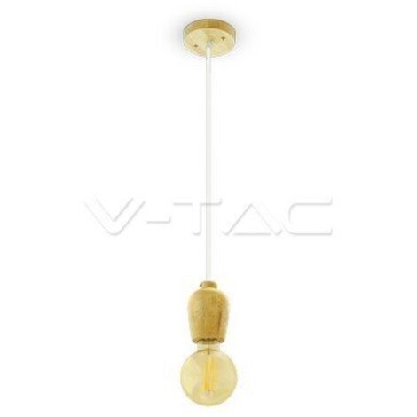 Lampada a sospensione vintage con paralume in legno, sala da pranzo, cucina, lampada a pendolo V-Tac 3720 (1/5)