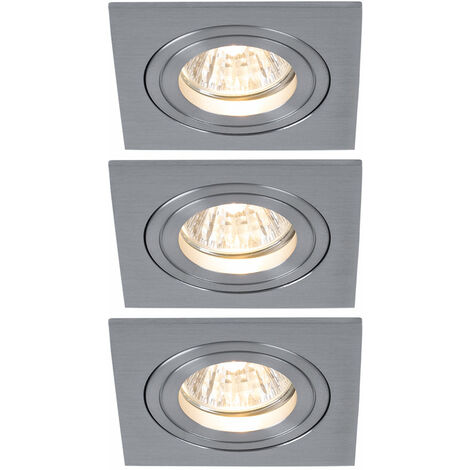 Set di 3 faretti da incasso a soffitto in alluminio spazzolato  illuminazione soggiorno orientabile Paulmann 925.21