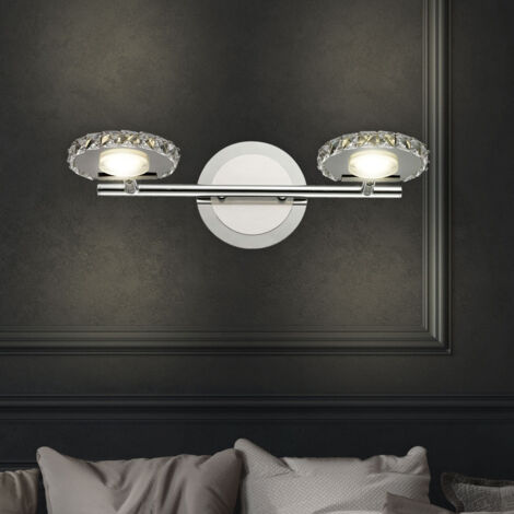 Lampada da parete Lampada da parete a LED per interni soggiorno con faretti orientabili, vetro cristallo cromato, 2x 4W, 2x 320 lm 4000K, LxL 21x18 cm (1/5)