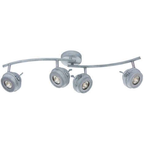Plafoniera led 4 fiamme plafoniera soggiorno spot barra, faretto orientabile, metallo grigio antico, 4x5W 4x 345lm bianco caldo, LxH 68 x 16 cm