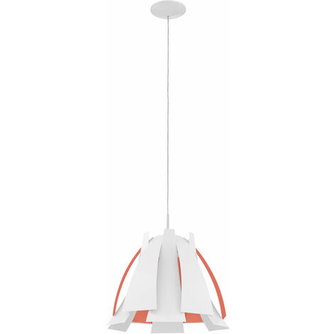 Lampada a sospensione lampada a sospensione lampada da soggiorno, retro in metallo bianco lamina arancione, attacco E27, DxH 43,5x110 cm (1/3)