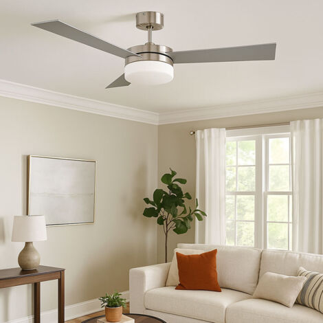 Ventilatore Da Soffitto Globo Alana Con Telecomando – 3 Velocità, Luce E14 E Pale In MDF Reversibili