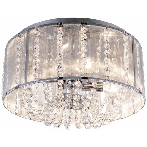 Lampadario Cristallo Moderno, 36W Plafoniera Cristallo, Lampada Da Soffitto  in Acciaio Inossidabile Diametro 30cm 3000-4000k Luce Bianca Calda Utilizz