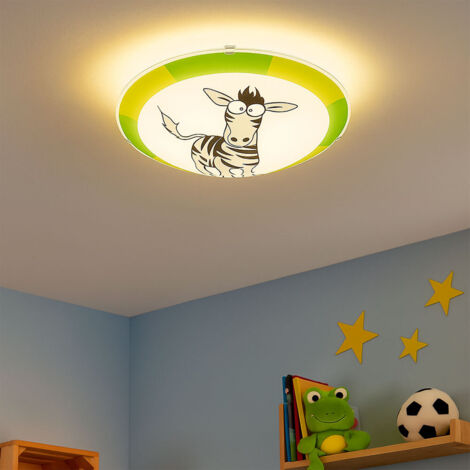Lampada da soffitto per bambini illuminazione da parete sala giochi motivo zebrato a strisce verde grigio EGLO 94457 (1/5)