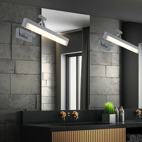 Set di 2 applique LED cromate, orientabili, illuminazione bagno, faretti,  lampade per ambienti umidi, bianco