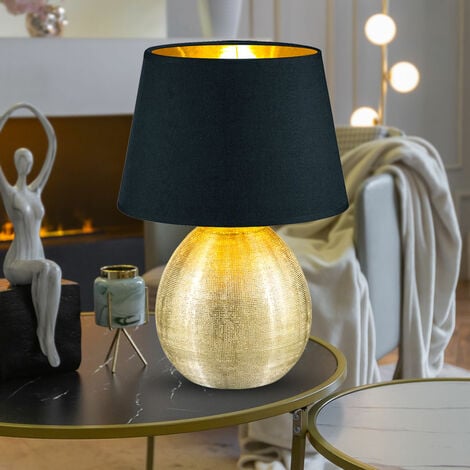 Lampada da tavolo lampada da terra illuminazione E27 ceramica in tessuto  color oro in un set
