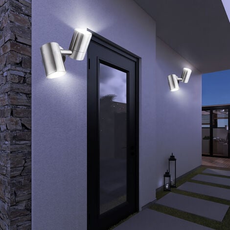 Set di 2 applique LED da esterno in acciaio inox illuminazione faretti in  vetro lampade orientabili spot