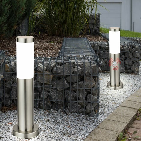 Set di 2 lampade da esterno a LED illuminazione da terra rilevatore di  movimento in acciaio inox luci da giardino IP44