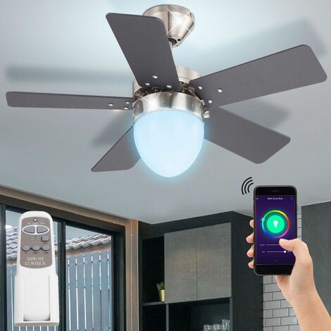Ventilatore da soffitto TELECOMANDO ventilatore app vocale lampada di  controllo DIMMERABILE con sorgente luminosa LED RGB