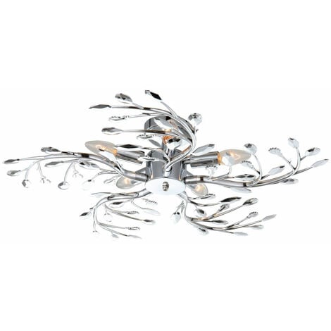 Lampada da soffitto a LED illuminazione soggiorno fiori foglie lampada  cromata in un set che include