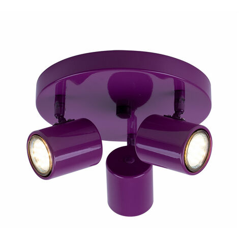 Faretto da soffitto Faretto da soffitto Lampada da soggiorno Plafoniera metallica viola, 3x GU10 RGB cambiacolori dimmerabile con telecomando D 22 cm (1/5)