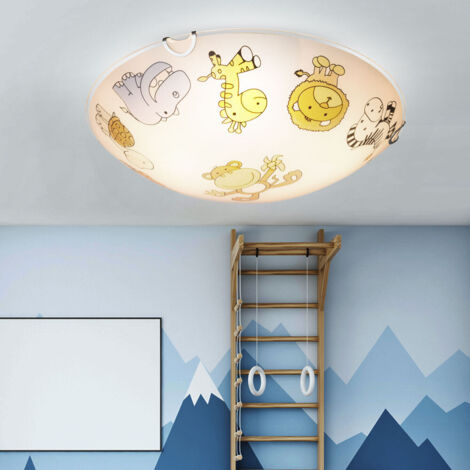 Lampada da soffitto per bambini con illuminazione a motivi animali da zoo, lampada da sala giochi