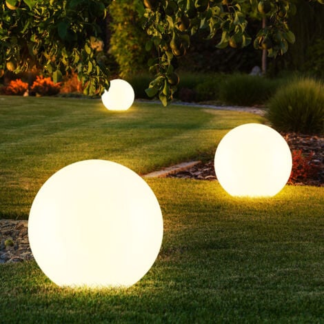 Set di 3 lampade a sfera solari a LED da giardino, luci a picchetto per patio, illuminazione bianca