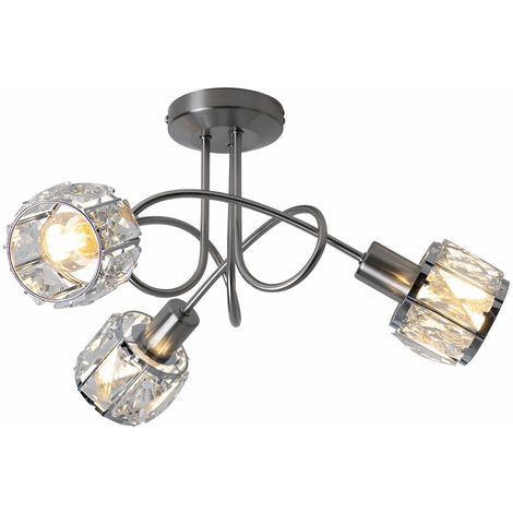 Plafoniera in cristallo cromato Faretto da soggiorno in vetro Faretto cromato in un set comprensivo di lampadine a LED