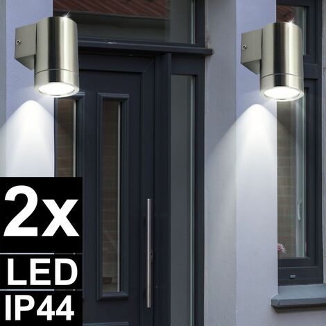 Set di 2 applique LED da esterno in acciaio inox illuminazione faretti in  vetro lampade orientabili spot