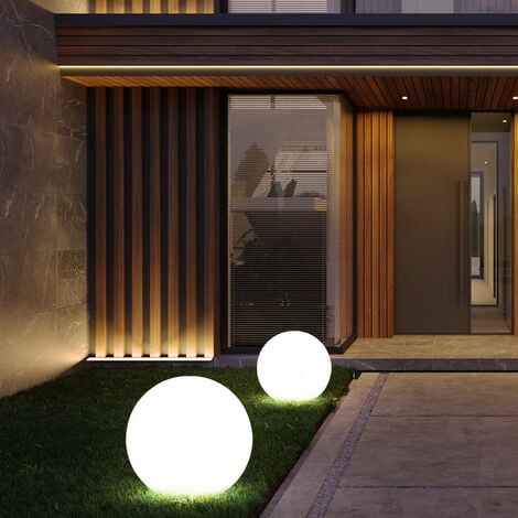 2x LED solare esterno plug-in sfera 20 cm luci giardino prato prato aiuola illuminazione lampade a picchetto