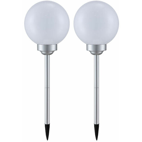 2x LED solare esterno plug-in sfera 20 cm luci giardino prato prato aiuola illuminazione lampade a picchetto