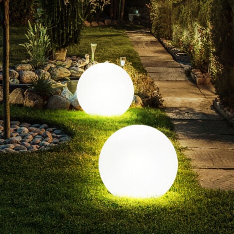2x LED solare esterno plug-in sfera 20 cm luci giardino prato prato aiuola illuminazione lampade a picchetto