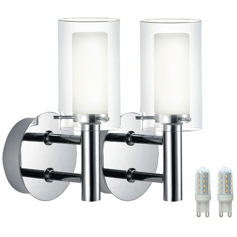 Set di 2 applique per illuminazione da esterno con faretti in vetro in un  set comprensivo