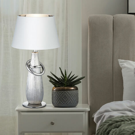 Lampada da tavolo lampada lampada da lettura lampada da comodino camera da  letto, tessuto ceramico bianco
