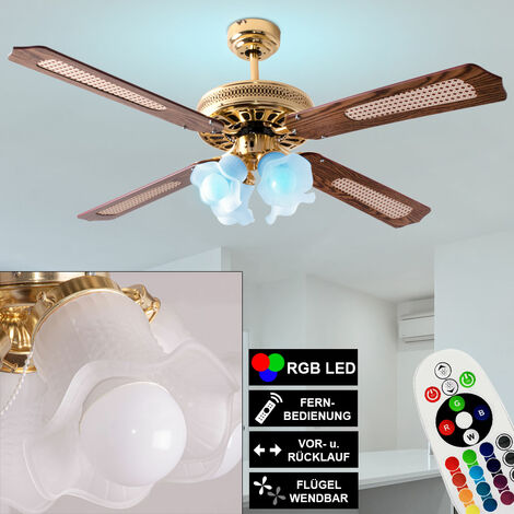 Ventilatore da soffitto con telecomando luce LED RGB, dimmerabile