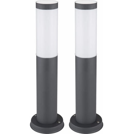 Set di 2 lampade con base in acciaio inossidabile illuminazione del percorso del giardino stand da esterno luci da cortile in piedi antracite