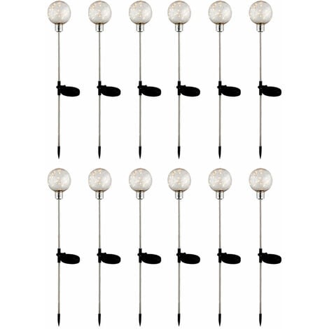 Set di 12 lampade plug-in per esterni a LED SOLAR faretti a sfera illuminazione da giardino luci a picchetto per cortile da terra