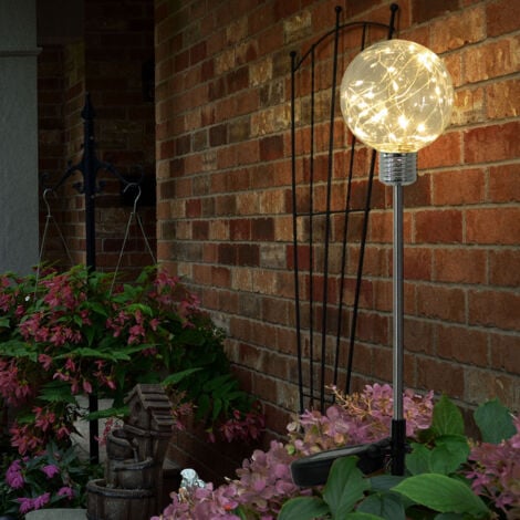 Set di 12 lampade plug-in per esterni a LED SOLAR faretti a sfera illuminazione da giardino luci a picchetto per cortile da terra