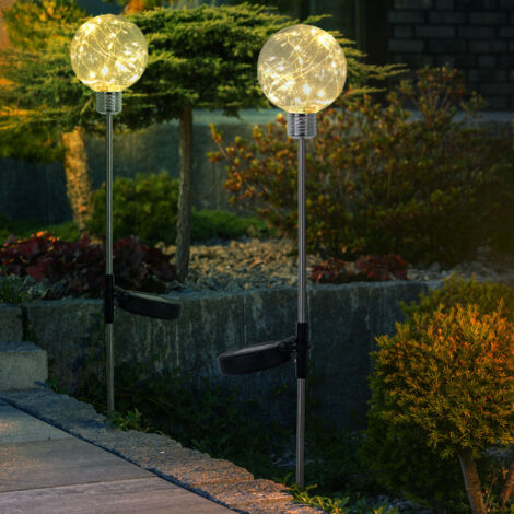 Set di 12 lampade plug-in per esterni a LED SOLAR faretti a sfera illuminazione da giardino luci a picchetto per cortile da terra