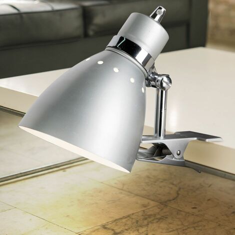 Lampada da tavolo con morsetto argento soggiorno illuminazione sala da  pranzo lettura spot faretto lampada orientabile