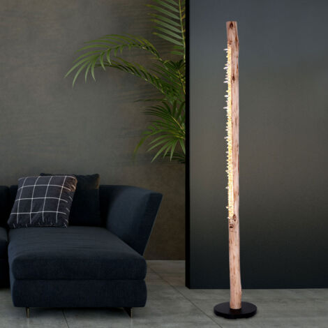 Lampada da terra piantana di legno per salotto paralume di juta - DB26