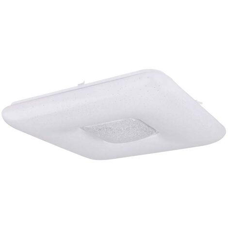 Plafoniera LED cielo stellato plafoniera soggiorno lampada sala da pranzo, anello cromato cristalli plastica trasparente, metallo cromato, 24 W 1600lm 3000K, L x P x H 43 x 43 x 8 cm (1/5)