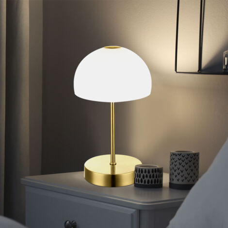 Lampada da comodino con scrittura a LED vetro bianco opale soggiorno lampada  da lettura in ottone