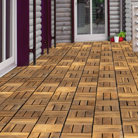 Pure Garden 6 Piastrelle Per Terrazzo E Balcone 30x30 Cm – Doghe In Legno Composito, Antiscivolo E Resistente Alle Intemperie - 2