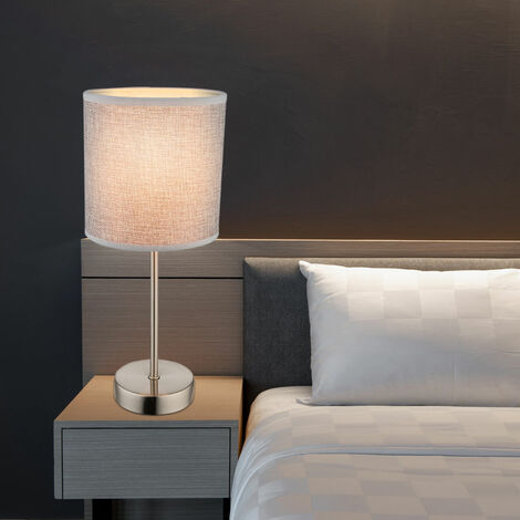Lampada da tavolo paralume grigio Lampada da comodino alta 35 cm Lampada da  tavolo argento moderna