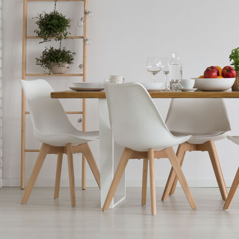 Sedie da sala da pranzo sedie a conchiglia in rovere bianco, set - Main Image