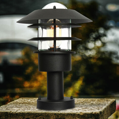 Lampada da esterno piedistallo portalampada lanterna lampada da percorso  lampada da giardino nero 30,5 cm