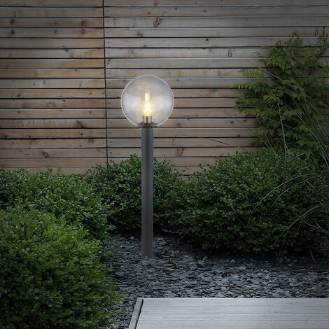 Piantana da giardino esterno Lampada da terra esterno antracite Lampada da  esterno in piedi, vetro alluminio fumè, sfera, 1xE27, DxH 25x100 cm