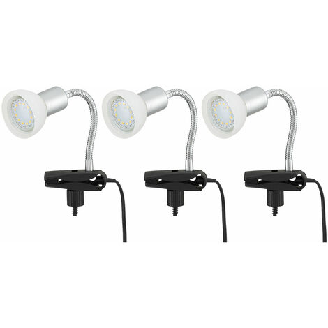 Lampada a morsetto bianca Lampada a morsetto Lampada a morsetto LED con  spina, lampada da tavolo, lampada da lettura, spot mobile, metallo color  titanio, vetro bianco, 1x LED 3W 250Lm 3000K