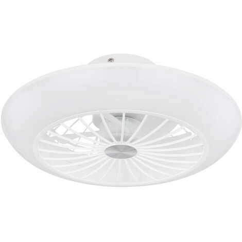 Lampadario Con Ventilatore A Soffitto LED 50cm - Plafoniera Rotonda Silenziosa Con 6 Velocità E Timer - Bianco Per Camera E Soggiorno