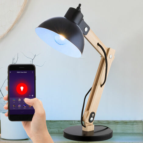 Lampada da tavolo in legno, dimmerabile, lampada da comodino, lampada da  camera Smart LED, regolabile, app