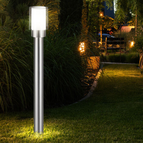 Lampade da giardino esterno argento lampada da esterno piantana segnapasso  esterno moderno, acciaio inox metallo bianco